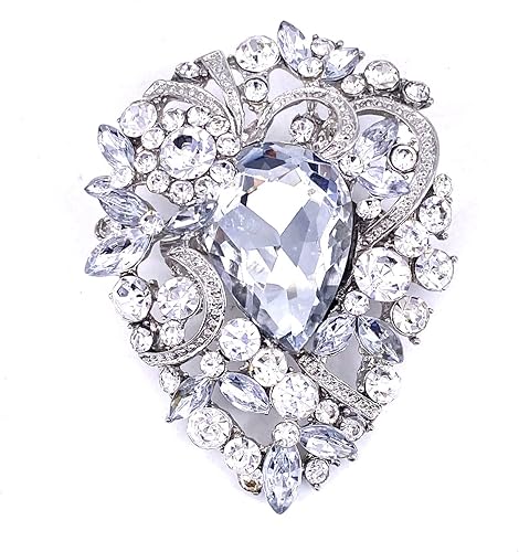 LAXPICOL Broche de lágrima de cristal austríaco vintage para mujer, diseño de lágrima, color dorado