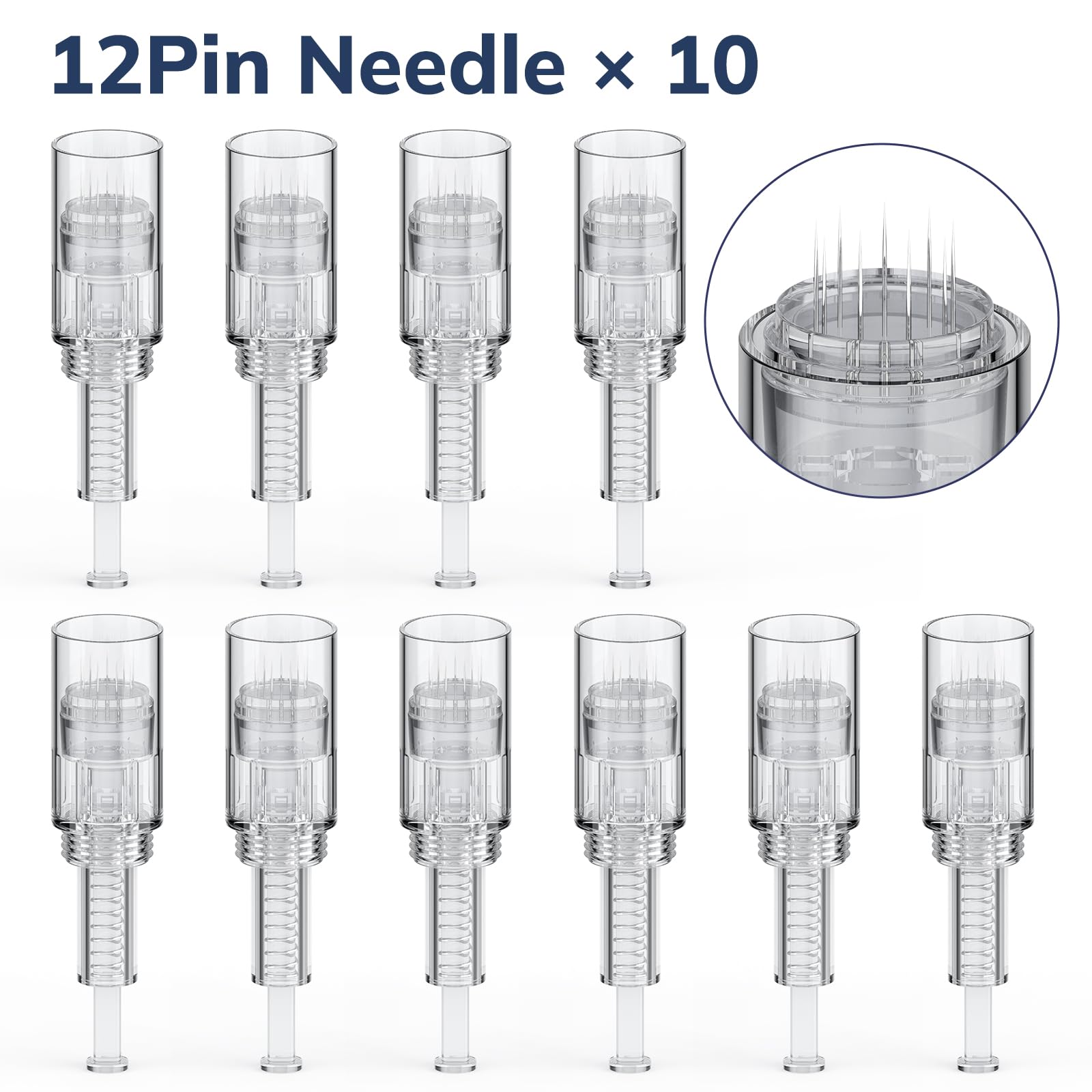 10 Pcs Agujas Dermapen PELCAS Agujas Dermapen 12 Pin Microneedling Dermapen Agujas de Repuesto Derma Pen Eléctrico para el Cuidado de la Piel