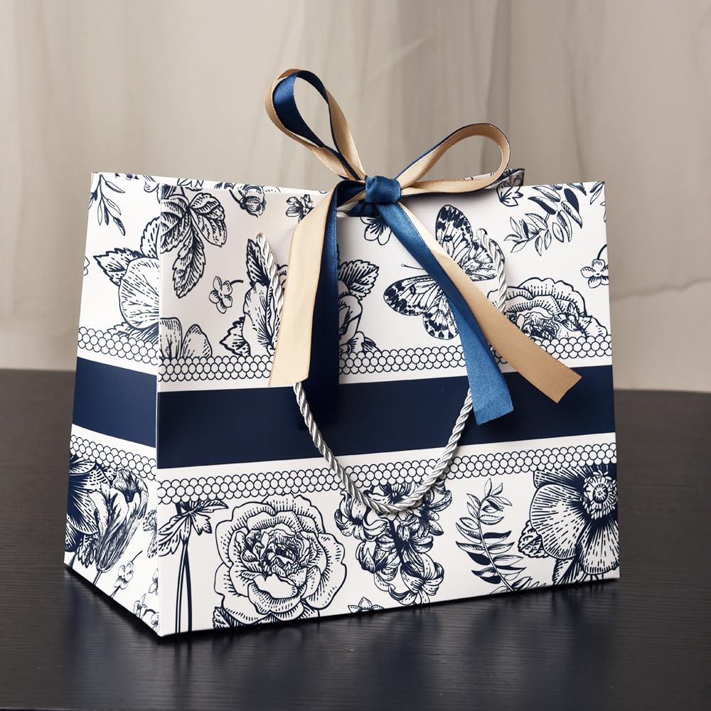Sacs Cadeaux à Motif Fleuri Vintage Lot - Pochette Cadeau Élégante Avec Ruban