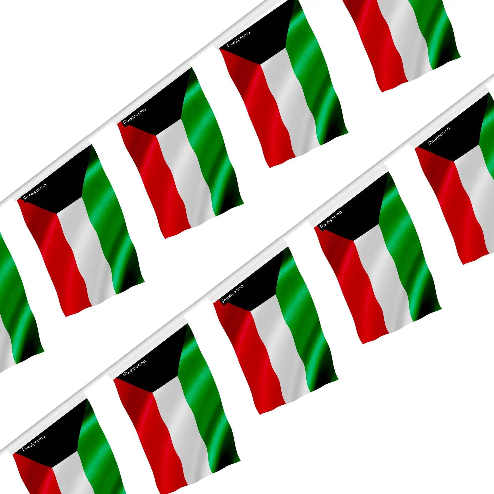 Guirlande drapeau Koweït 18x28cm 50 pièces pour grand espace intérieur
