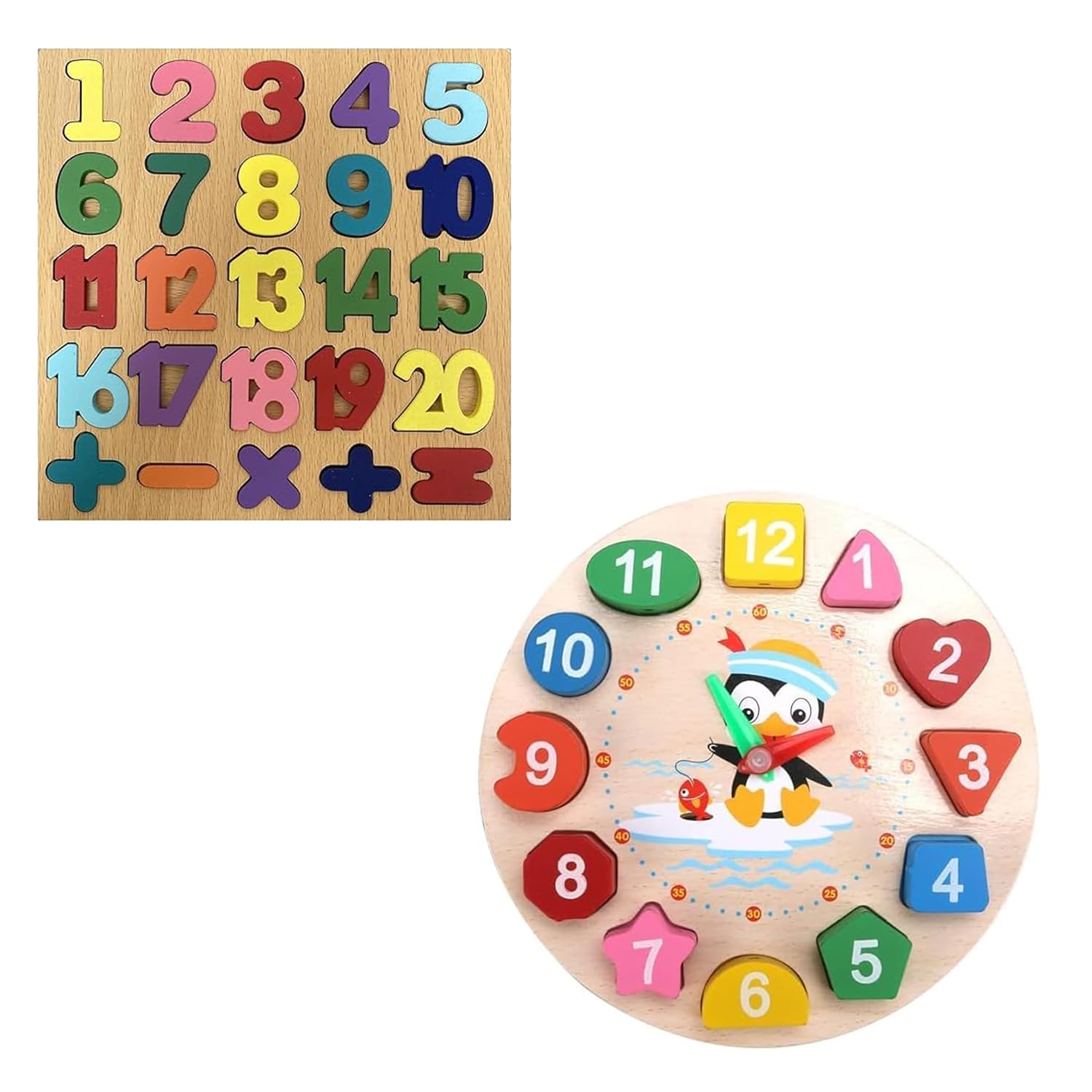 Amogh Mart 0 To 20 Counting Numbers Educational Learning Toy With Shape Sorting Clock Toys Set-Multicolor For Baby