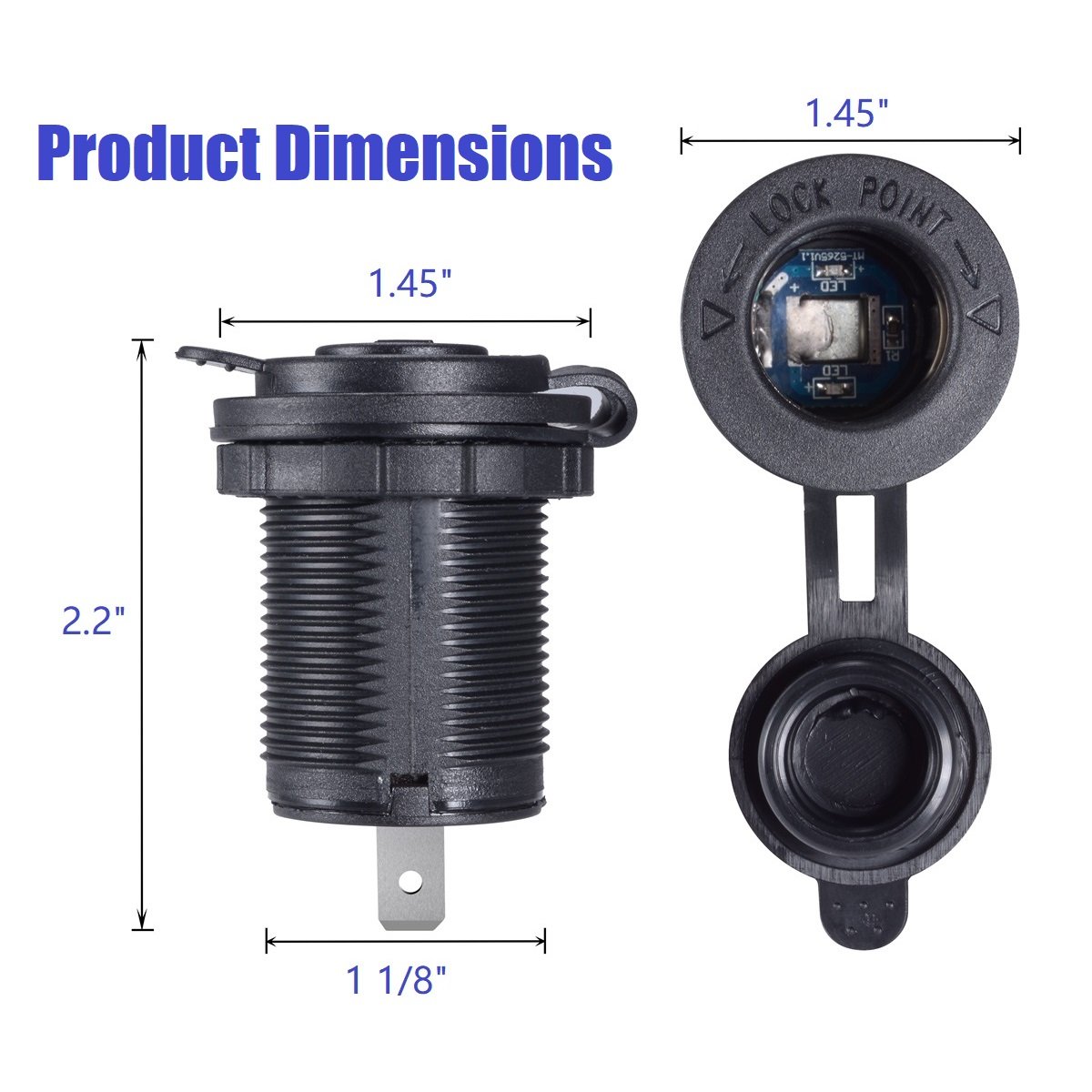 YONHAN 2 Pack Cigarette Lighter Socket, Waterproof Marine Grade