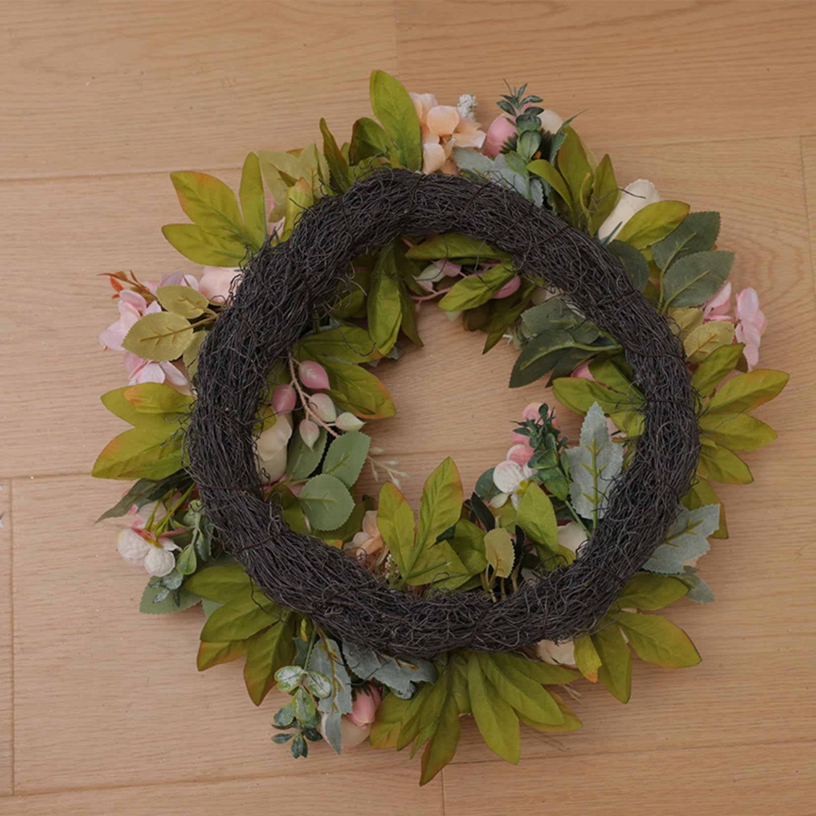 Künstlicher Pfingstrosen Türkranz in Rosa & Weiß, 45cm Blumenkranz für Haustür, Wand, Bauernhaus, Frühling Sommer, Innen & Außen, Hochzeitsdekoration