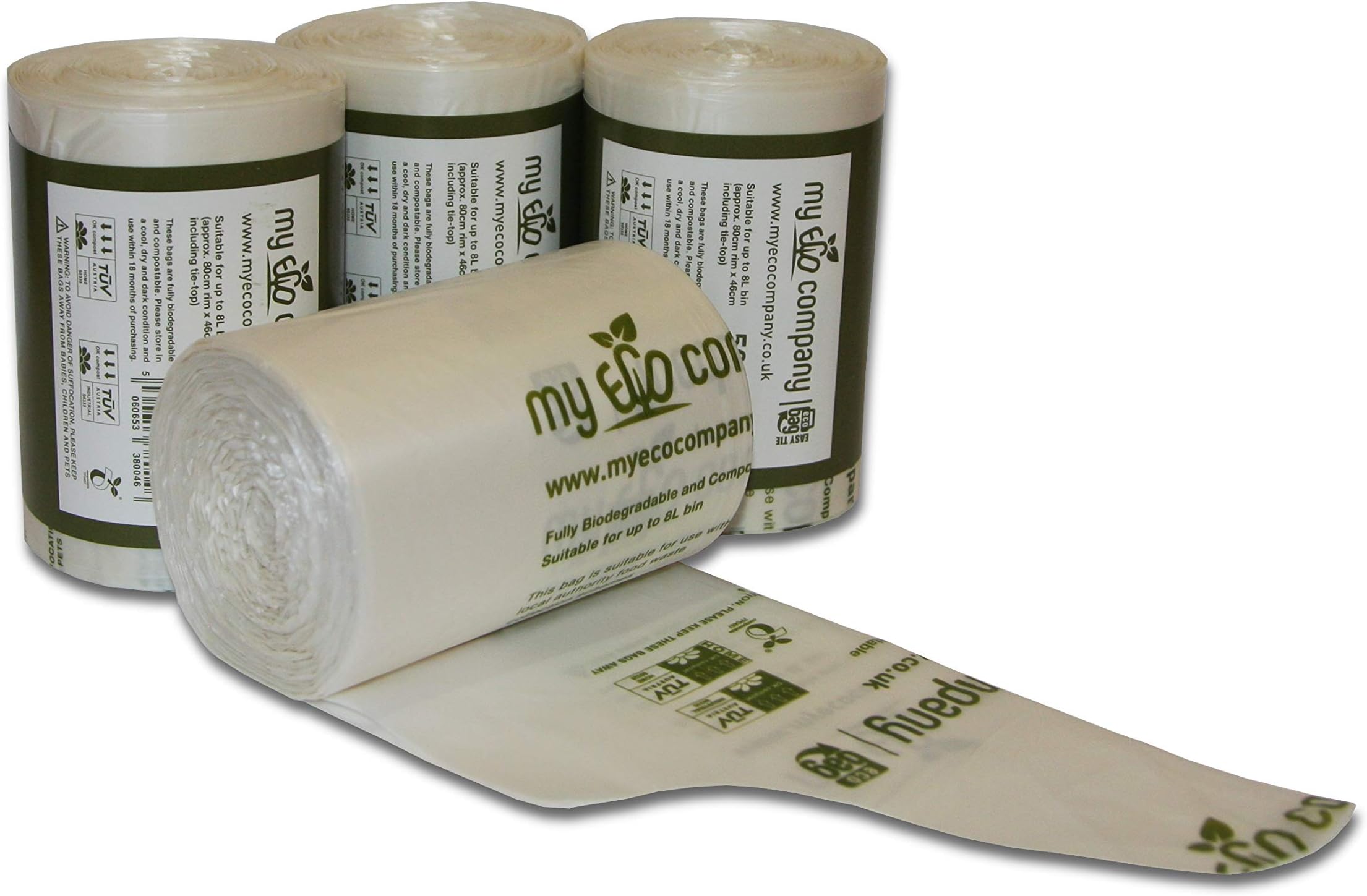 7L / 8L X 200 Tie Top Compostable Kitchen Food Waste Bin Bags Caddy Liners (7 Litre / 8 Litre)