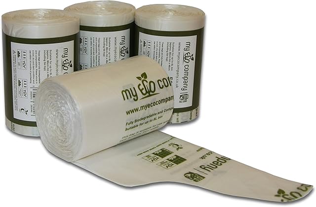 My Eco Company 7L / 8L X 200 Tie Top Compostable Kitchen Food Waste Bin Bags Caddy Liners (7 Litre / 8 Litre)