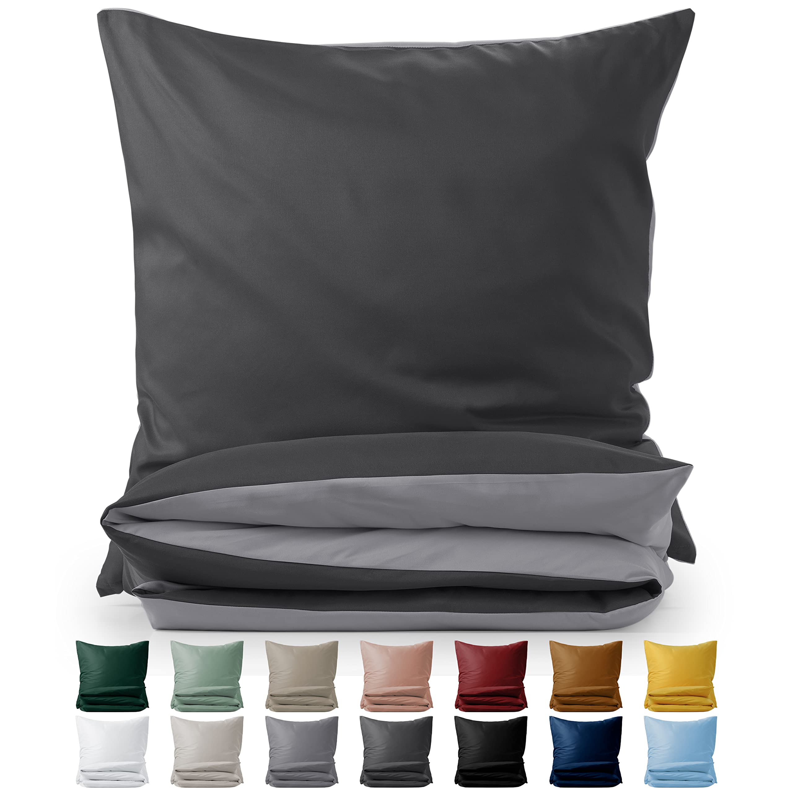 Blumtal Juego de Funda Nórdica de Microfibra Premium Extra Suave - Nórdico Cama 120 - Set de 3 Piezas Funda Nórdica + 2 Fundas de Almohadas, Antracita/Gris