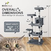 Vista 2 de Árbol alto para gatos grandes o gatitos de interior, árbol de actividades para gatos de varios niveles con postes rascadores, hamaca, condominio