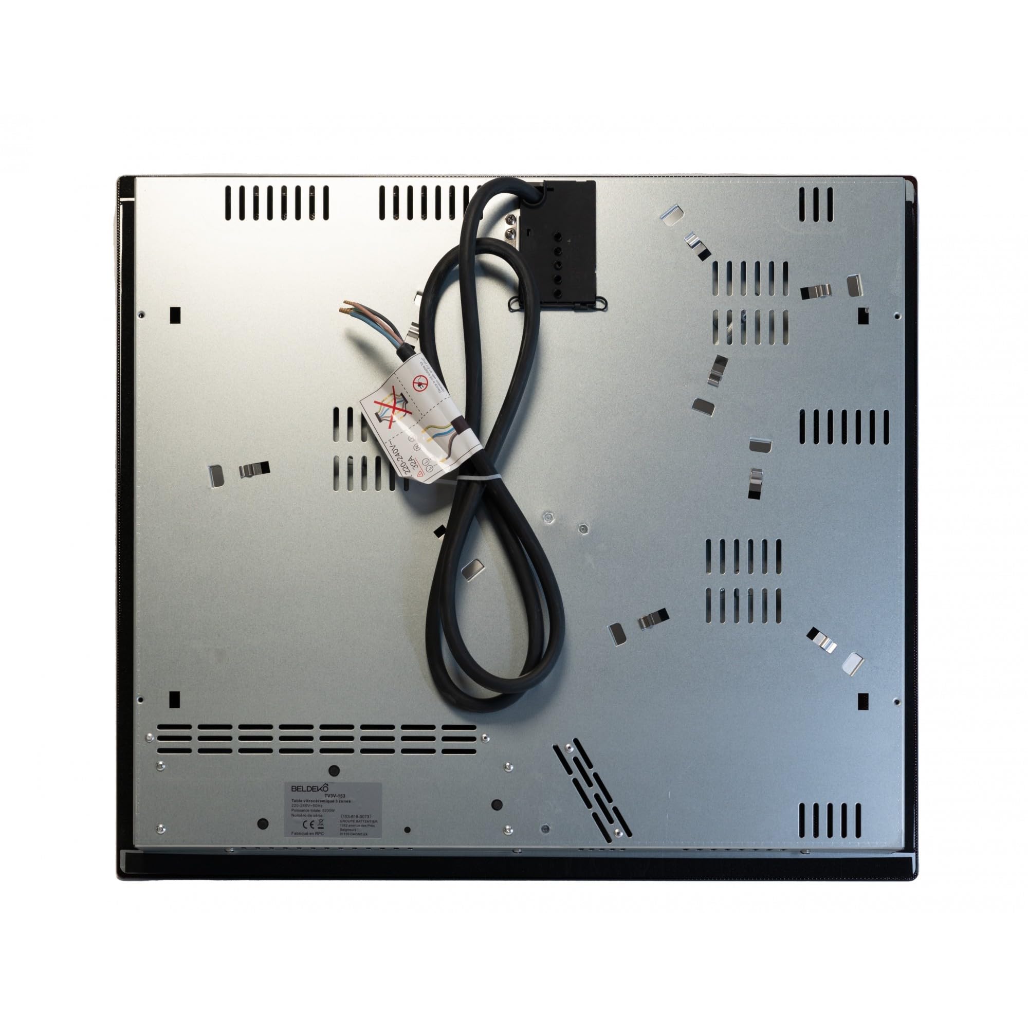 Placa vitrocerámica con 3 fogones – 5200 W – BELDEKO – Controles por mandos/botones – empotrable 56 × 49 cm – Control mecánico fácil