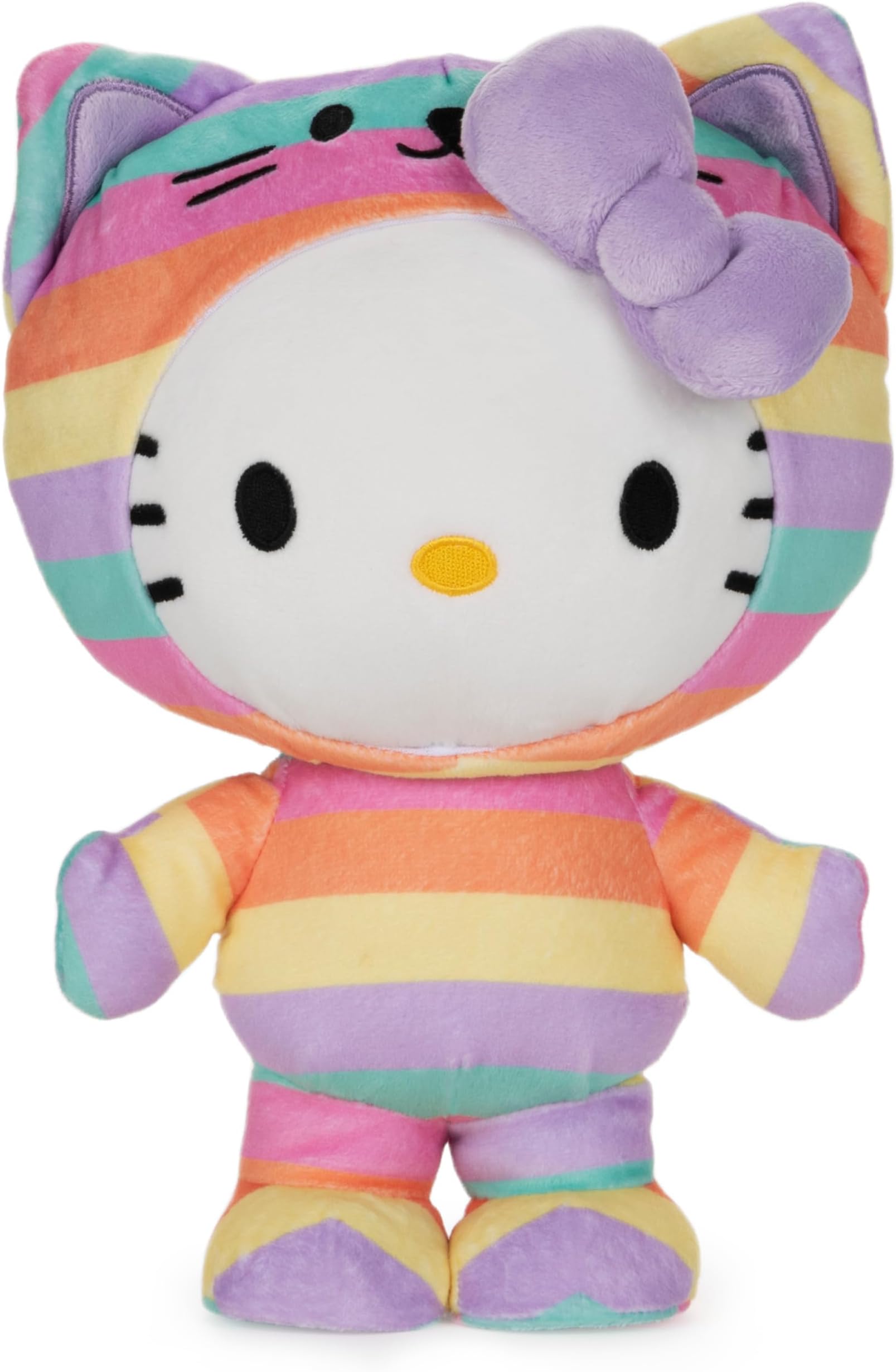 Sanrio Hello Kitty Rainbow Outfit Plush Stuffed Animal, 9.5"
