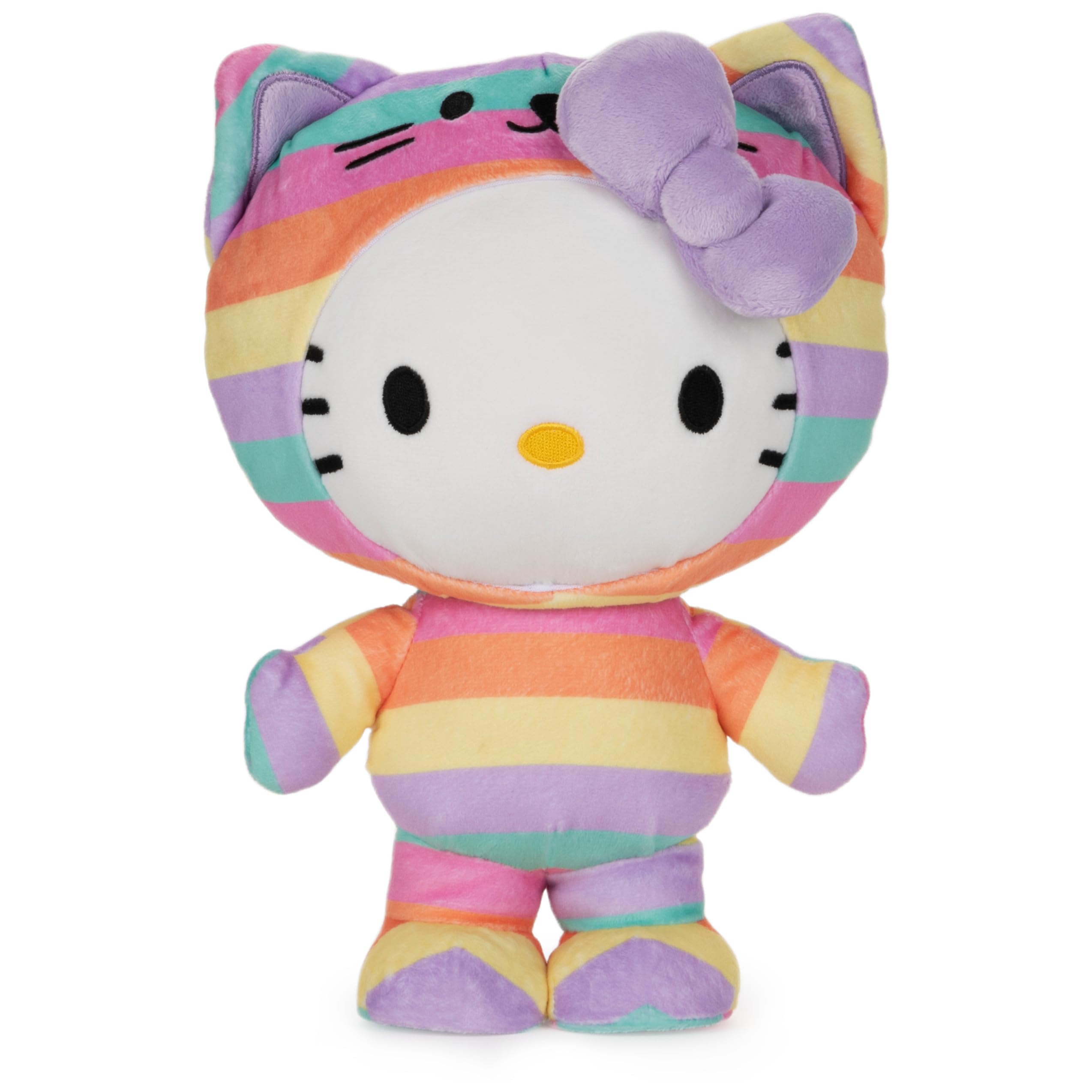 Sanrio Hello Kitty Rainbow Outfit Plush, Premium Stuffed Animal for Ages 1 and Up, 9.5”, Rainbow
