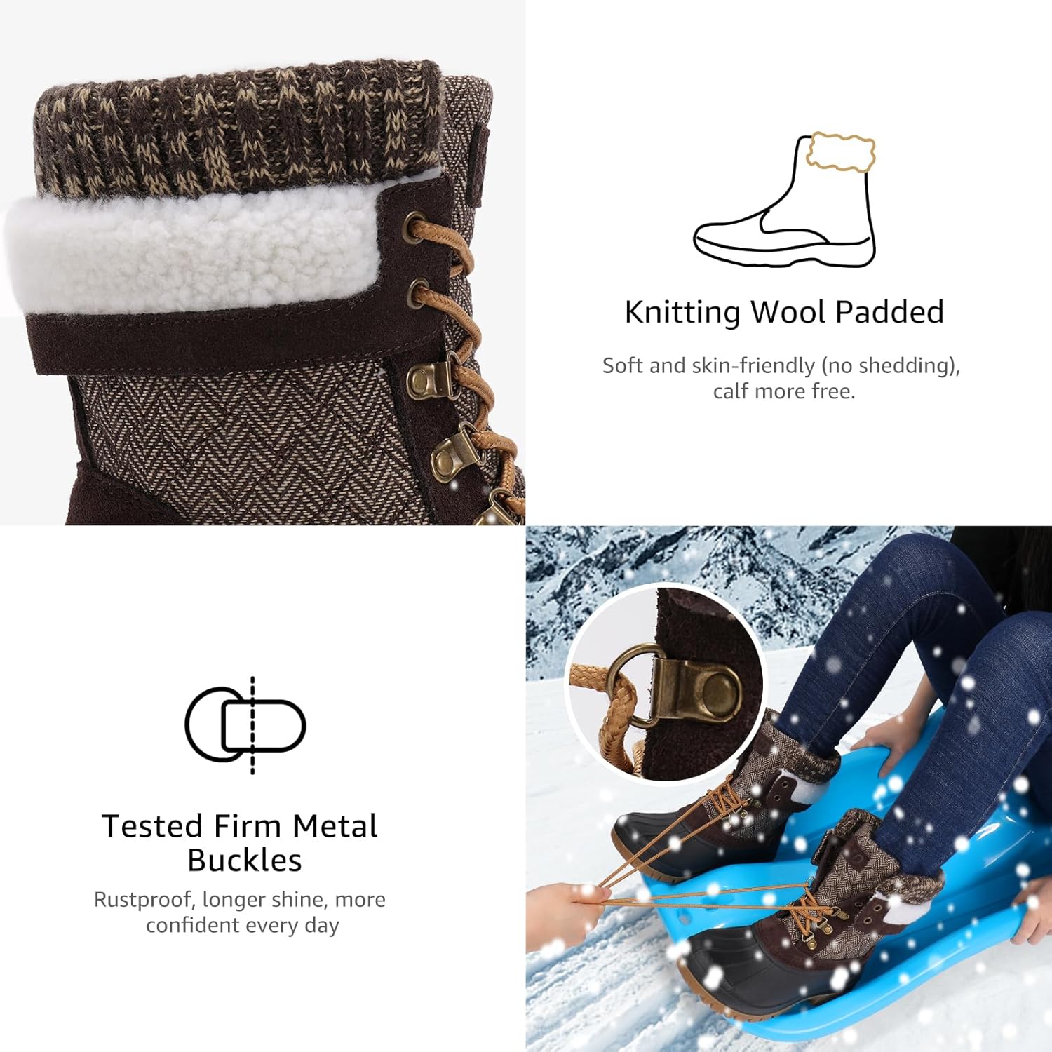 STQ Women's Duck Boots Waterproof Winter Snow Boot Warm Cozy for Cold Weather Non Slip