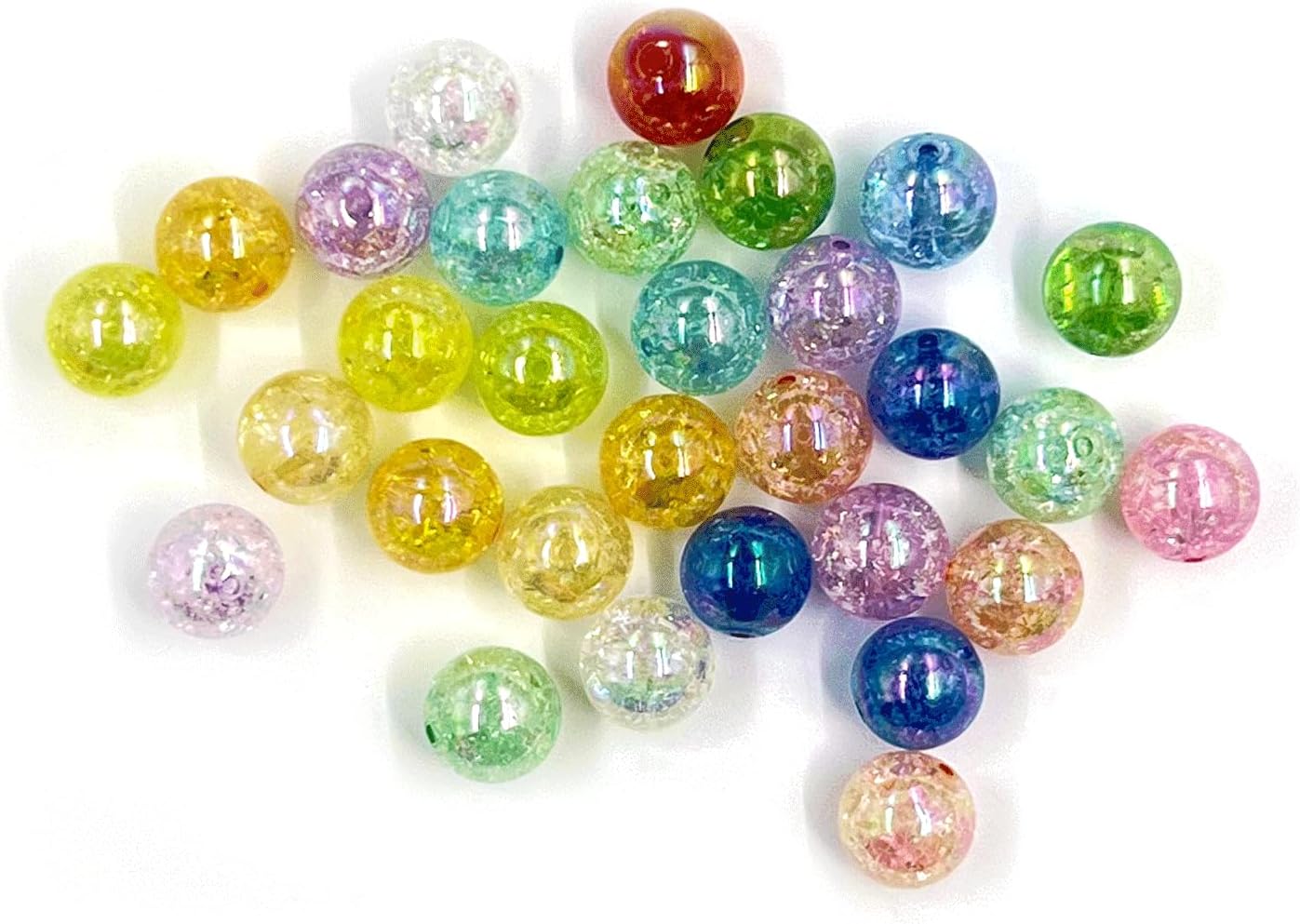 60PCS Crackle Round Acrylic Beads, Bubblegum Bead for Bracelets, Transparent Plating Color Beads for Necklace, 16mm Chunky Acrylic Bead for Jewelry Making DIY Handicrafts Decoration Accessories - Image 6