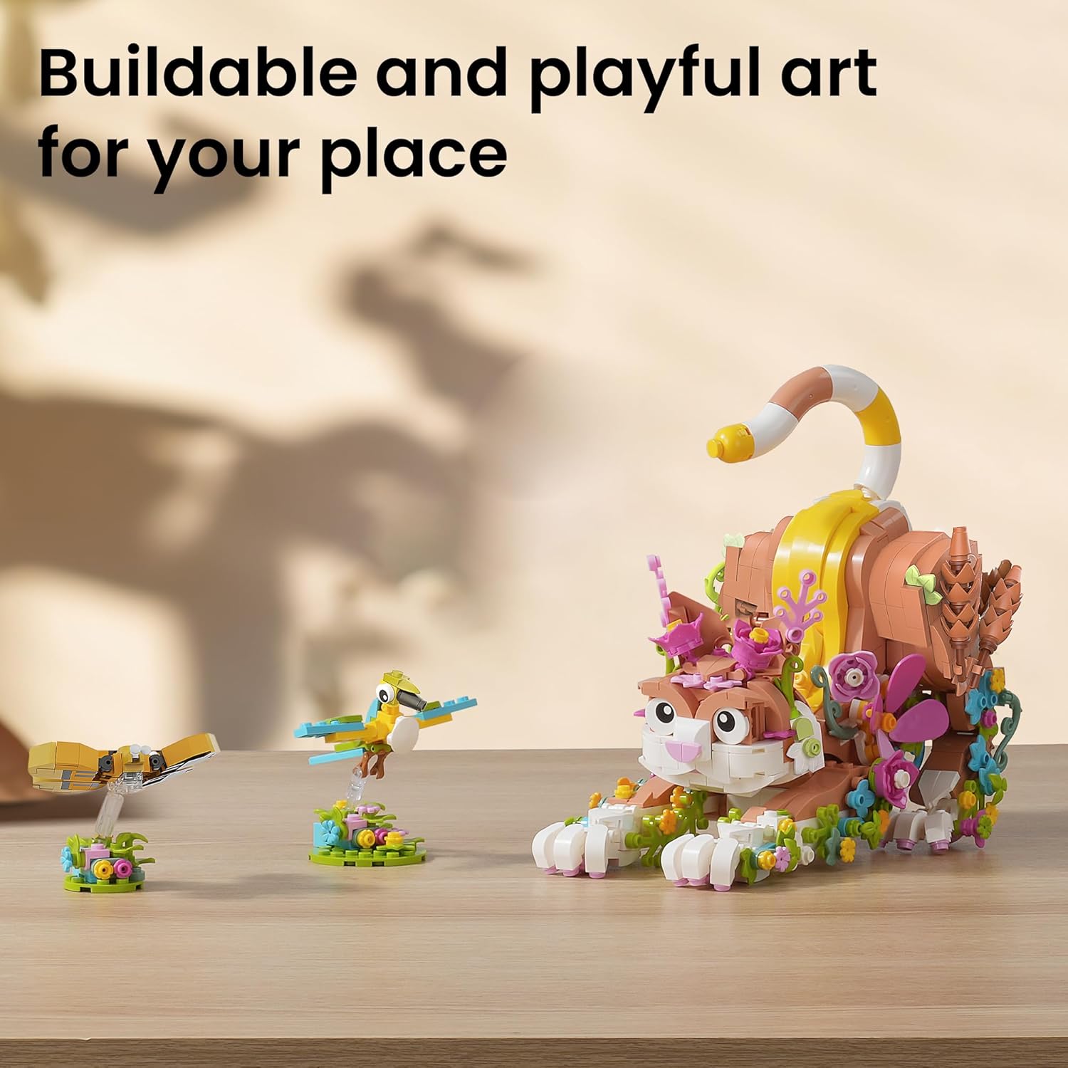 JOJO&Peach Cat and Flower Building Toy Set for Girls, Animals Plant Model Ideas Birthday Gift for Women Adults Teens Girlfriend Mom Wife Age 8 9 10 11 12+ (1038 Pieces)