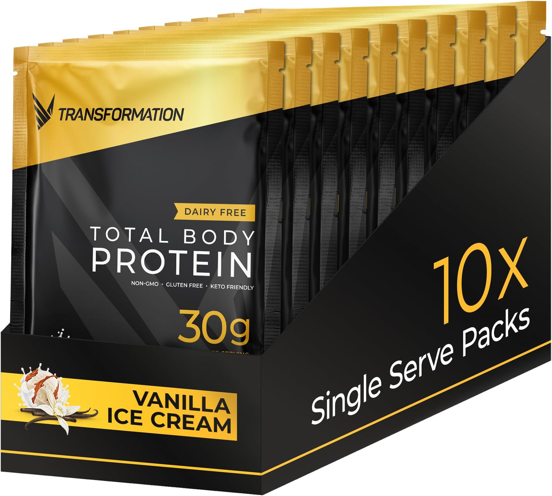 Transformation Protein Super Blend | Egg White, Collagen Peptides, and Plant Protein | 15 Billion CFU Probiotics | Digestive Enzymes | MCT Oil | Low Carb Shake for Men & Women | Vanilla, 10 Pack