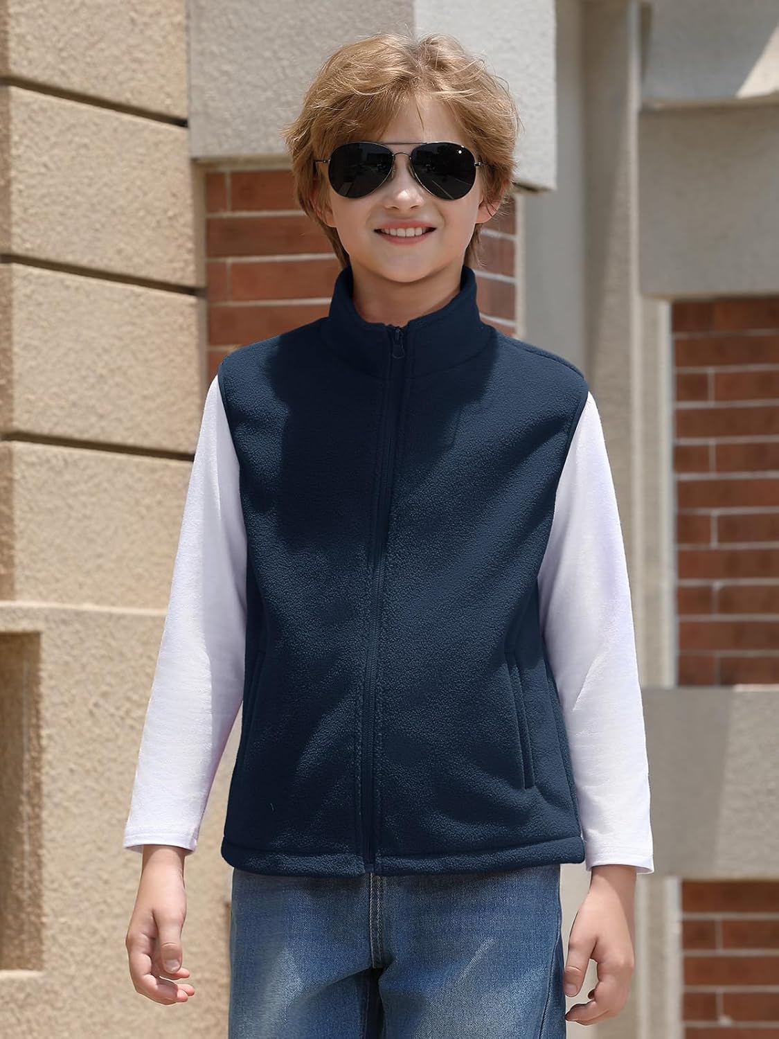 Haloumoning Boys Polar Fleece Vest Kids Full-Zip Lightweight Sleeveless Jacket Fall Winter Warm Outwear 5-14 Years - Image 3