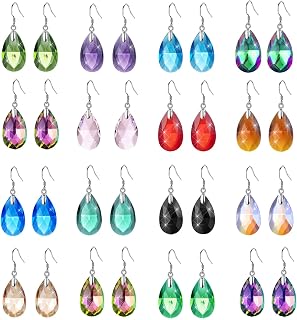 SAMOCO 16 Pairs Rainbow Crystal Drop Dangle Earrings for Women - Hypoallergenic Teardrop Hook Earrings Set