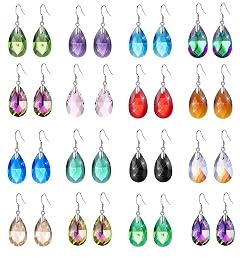 SAMOCO 16 Pairs Drop Dangle Earrings Set for Women Rainbow Crystal Earrings Teardrop Dangle Hook Earrings Hypoallergenic