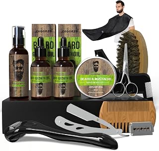 Beard Kit, Beard Kit, Beard Grooming Kit W/Beard Oil, Beard Wash, Beard Roller, Beard Balm (kit)