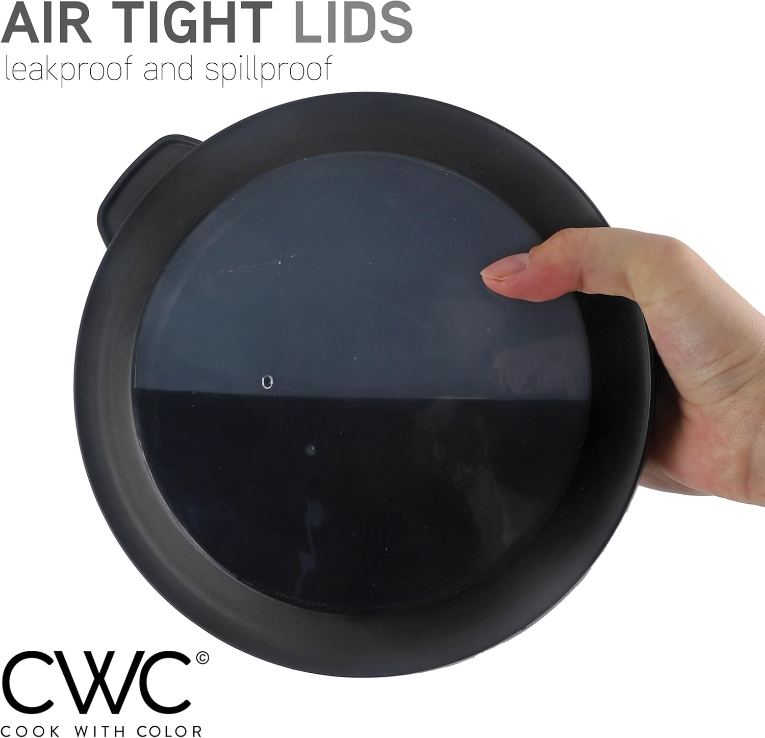 COOK WITH COLOR Mixing Bowls with Lids - 12 Piece Plastic Nesting Bowls Set includes 6 Prep Bowls and 6 Lids, Non Slip Bottom and Embossed Design - Microwave Safe (Black) - Image 8