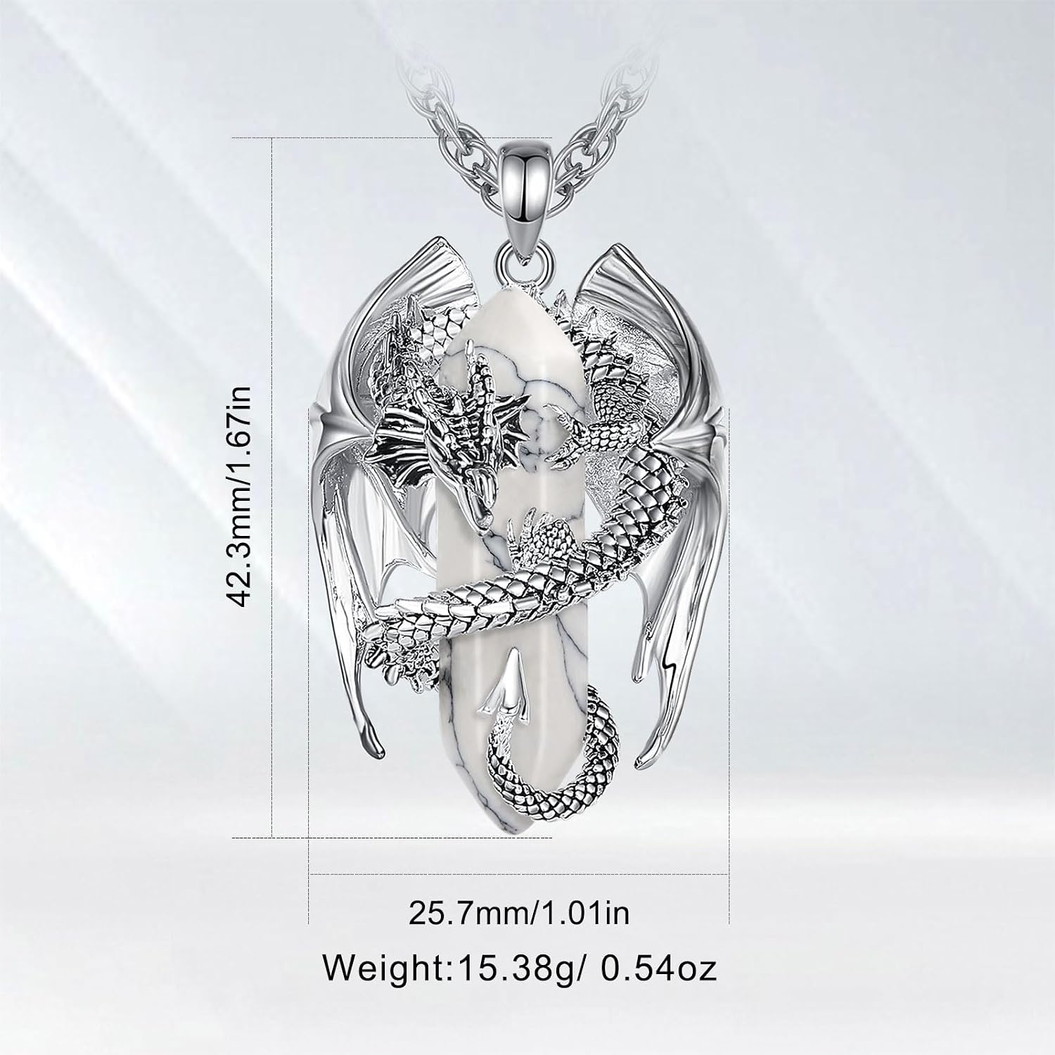 INFUSEU Unique Dragon Necklaces with Healing Crystal Stone for Men Women, Personalized Spiritual Gifts, 24 Inch Chain - Image 6