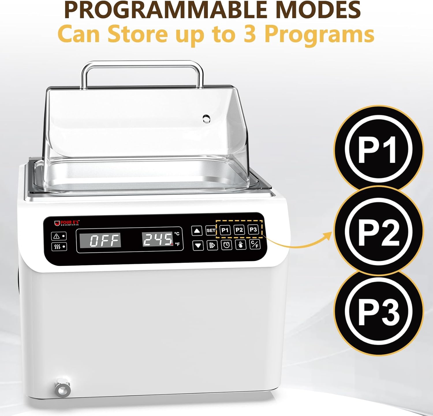 4E's USA Lab Water Bath - Digital 13 Liter Laboratory Thermostatic Water Bath Heater with Precise Temperature Control, Double Safety Features, Easy to Read LED Display