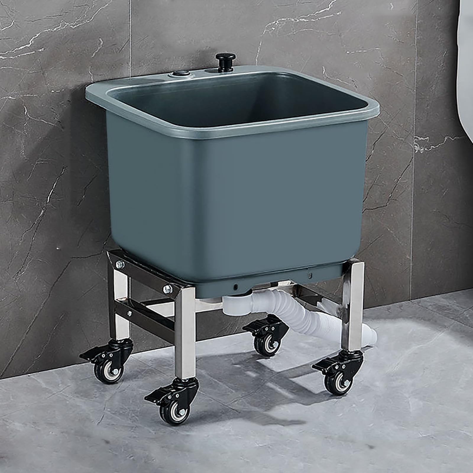 AYCDL Black Floor Mop Sink with Deep Basin & Wheels - Removable Free Standing Utility Sink for Laundry, Garage Washing Station, Commercial Mop Sink, 15.7" W,Grey-W 15.7
