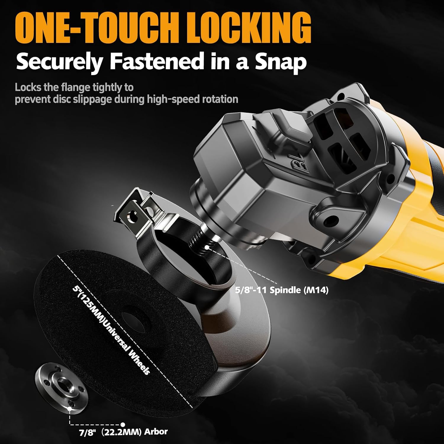 4-1/2" Cordless Angle Grinder Compatible with Dewalt 20V Battery (NO Battery), 3 Speeds,Up to 10000RPM, 800W Brushless Motor,6x5" Wheels for Metal Cutting Griding,and Polishing