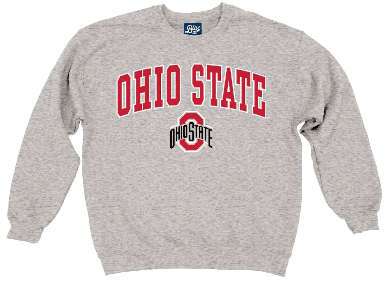 Blue 84 Men's Ohio State Buckeyes Crewneck Sweatshirt Gray Arching Over, Ohio State Buckeyes Gray, Medium