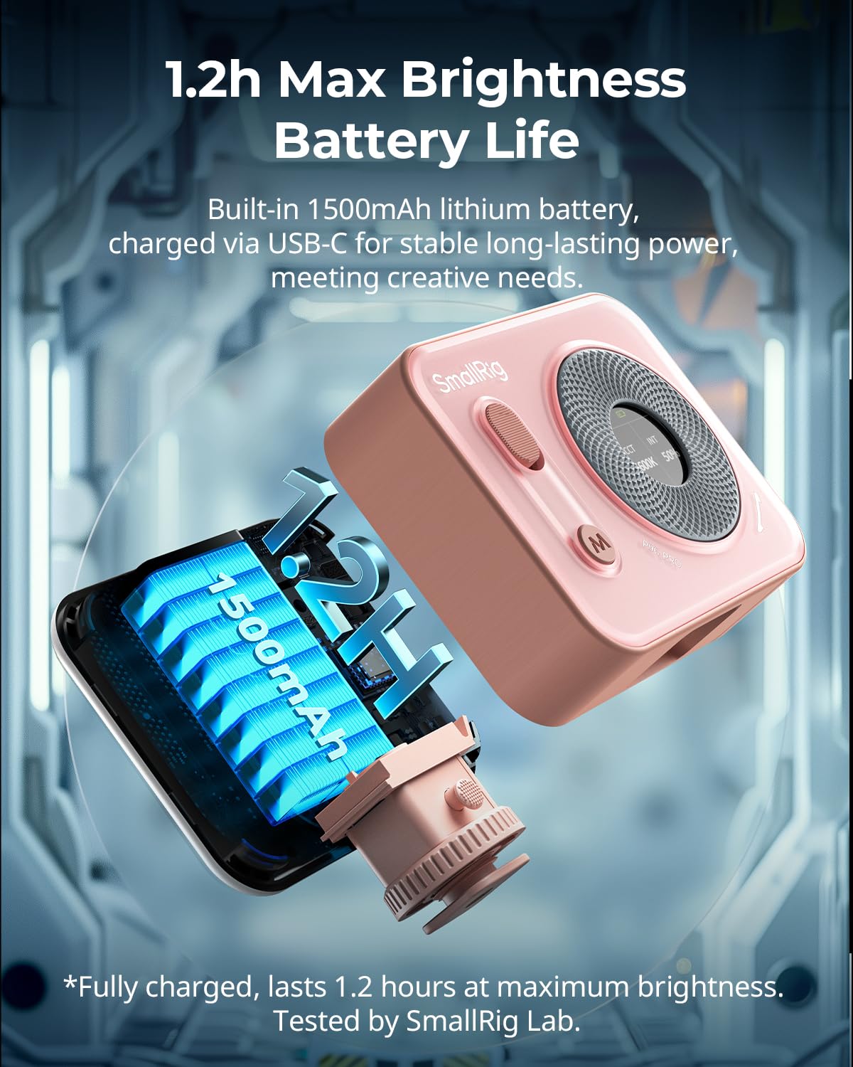SMALLRIG Vibe P96 Pro LED-Videoleuchte, tragbare Kamera-Leuchte für Fotografie, Cold Shoe-Licht, CRI95+, 2500-6500K, 5 Effekte, Fülllicht-Zubehör für Content Creator, Streaming Rosa 4786