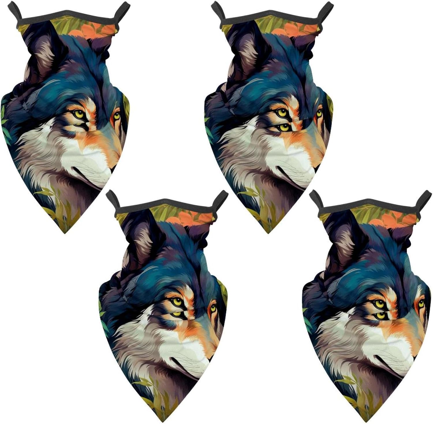 4 Pieces Wolf Balaclava Ski Mask, Motorcycle UV Protector Scarf, Summer Cooling Neck Gaiter for Men/Women