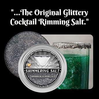 Brew Glitter - Shimmering Black Rimming Salt (1LB, 1x Resealable Bag) Edible Glitter Blended Cocktail Garnish for Mixed Drinks and Beverages