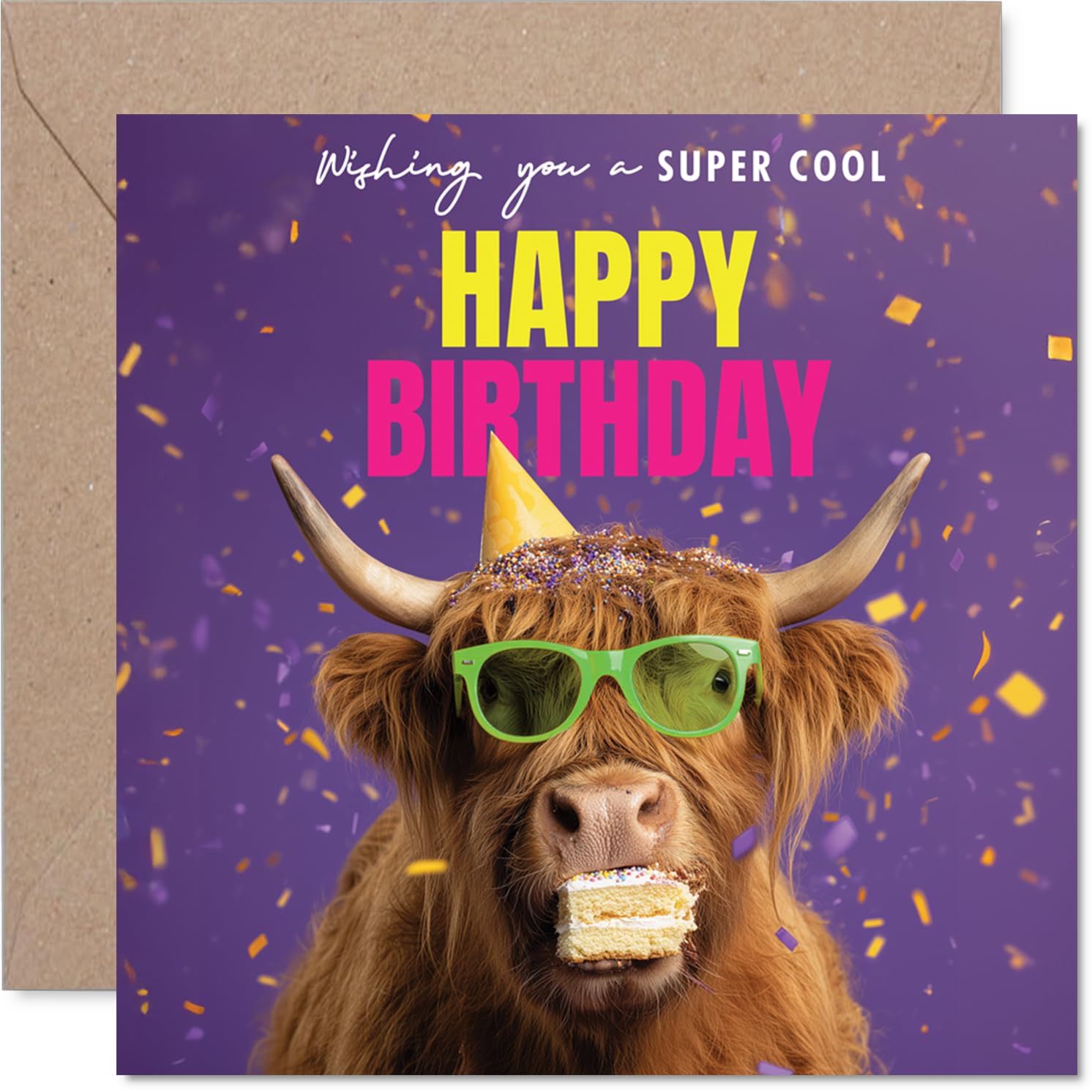 Family Birthday Card - Hairy Day - Happy Birthday Card for Family from Colleague Friends, 145mm funny highland cow Bday Greeting Cards