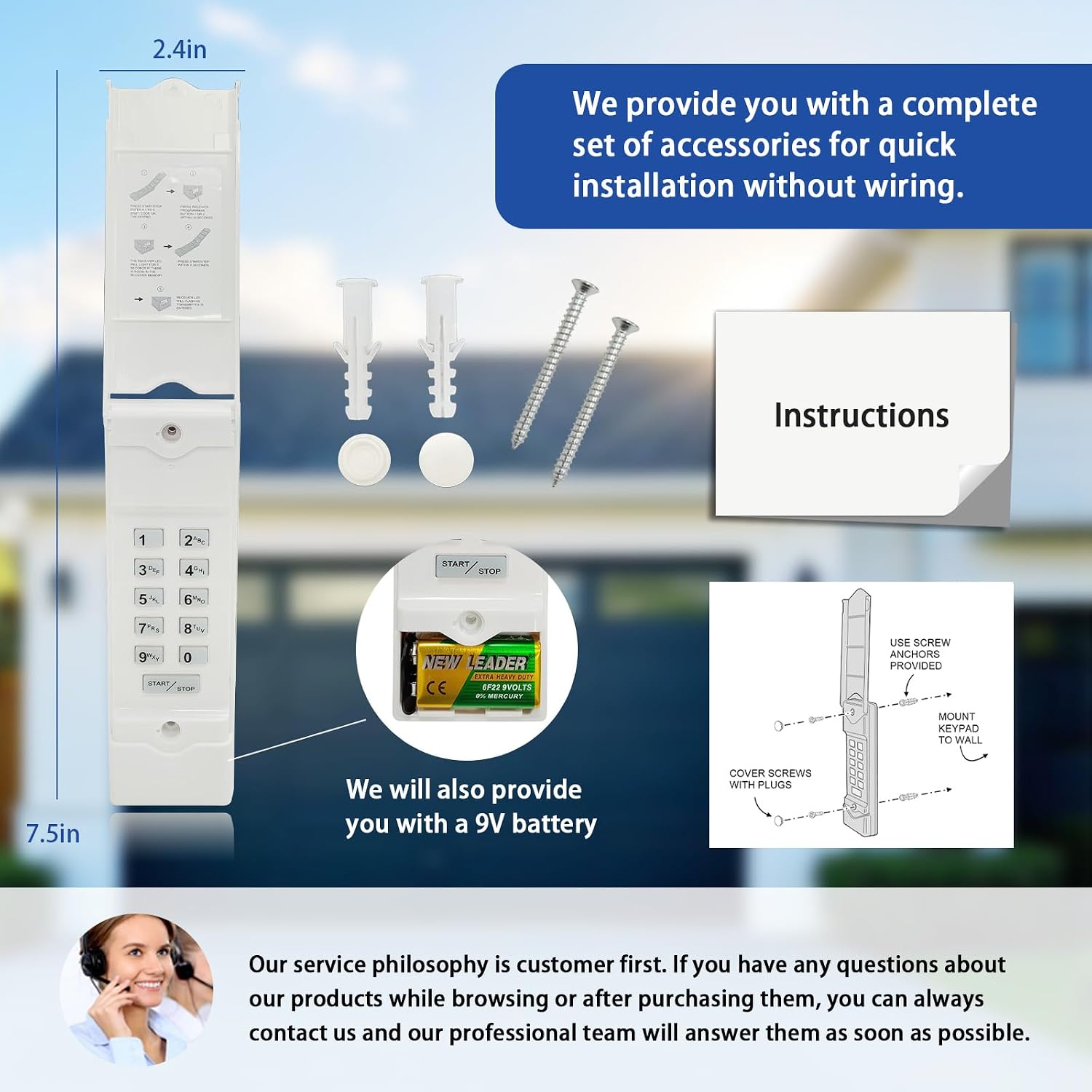 Garage Door Opener Keypad Replacement for Linear MegacodeMDTK Keypad | Compatible with Linear MDR/MDRNR/MDR2/MDRM/MDRM2 Garage Door Keypad Wireless Keyless Entry