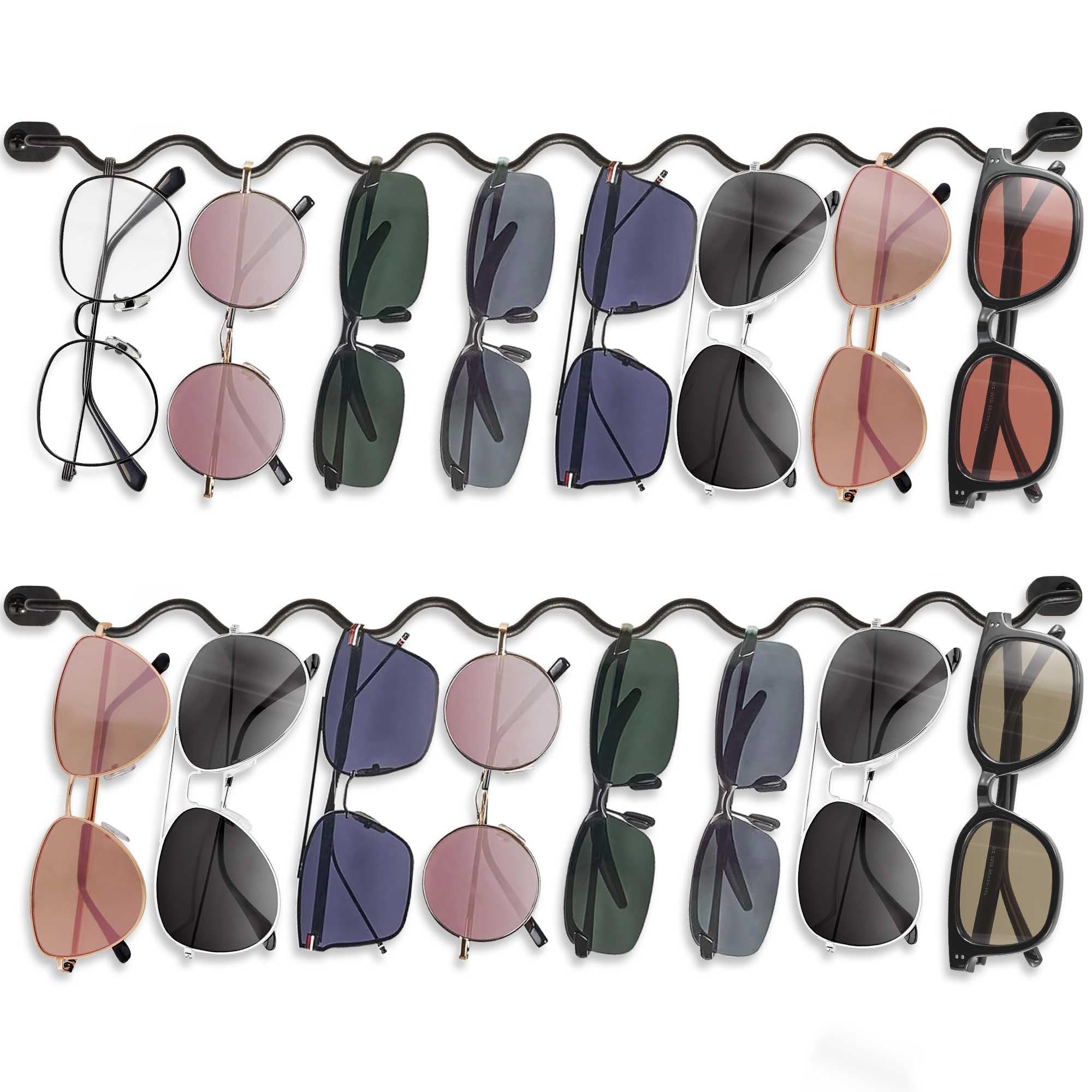 Support lunettes de soleil design peu encombrant lot de 2 en métal 40cm