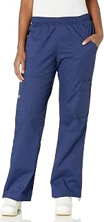 Cherokee Scrub Pants for Women Mid Rise Pull-On Cargo Medical Uniform 7 Pocket Elastic Waist Adjustable Hem Stretch - 4005