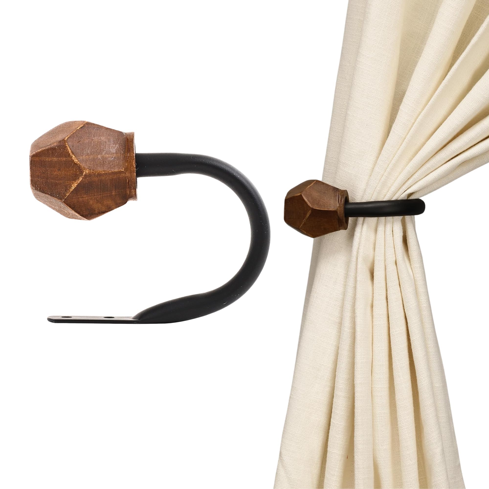 The Decor Mart Metal Curtain Holdbacks, 2 Pcs U Shaped Wall Mounted Hook for Home Decor, Decorative Curtain Tieback Curtain Drapery Tiebacks Hooks for Wall