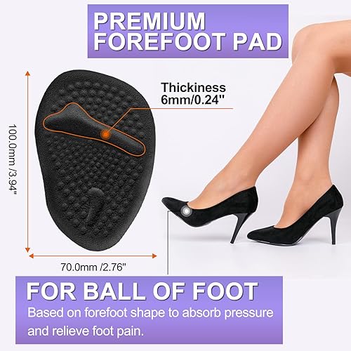 Miniatura 2 de 6 pares de almohadillas metatarsianas para talones de bolas de gel de pies para mujeres, almohadillas adhesivas invisibles para el antepié, inserto