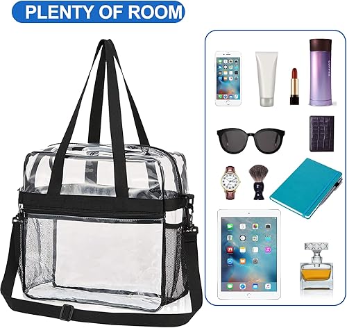 Vista 5 de USPECLARE Bolsa transparente aprobada para estadios, bolsa transparente de seguridad para viajes y gimnasio, para trabajo, deportes