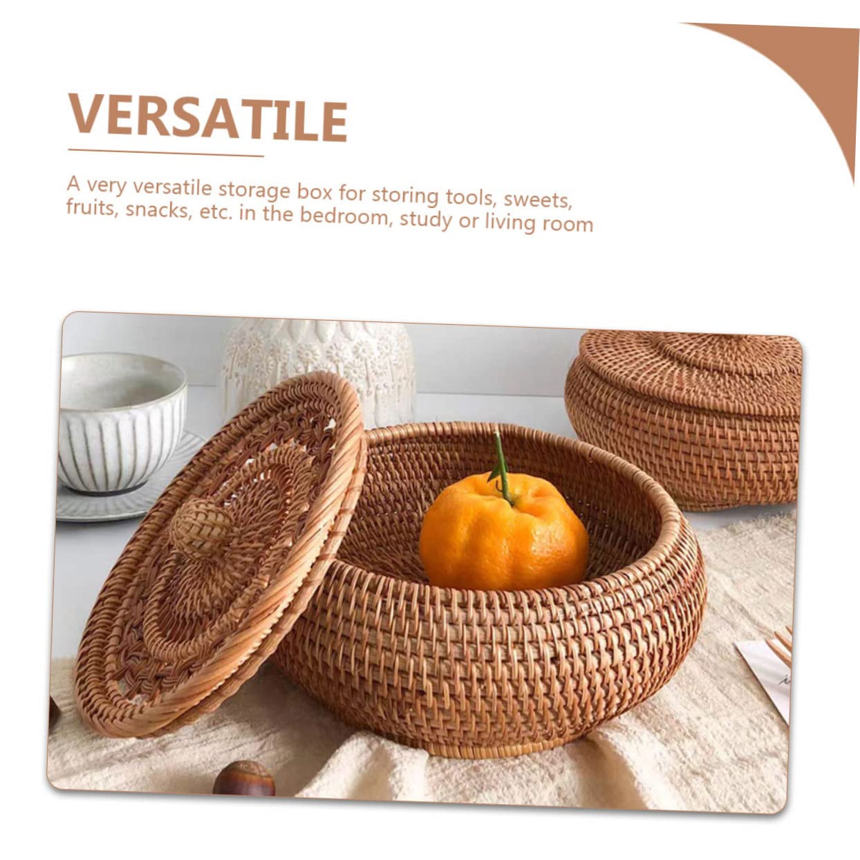 Amosfun Scatola Porta Dolci Coperchio come Regalo di Compleanno Robusta e Capiente in Rattan Intrecciato per Snack e Dolcetti lo Studio