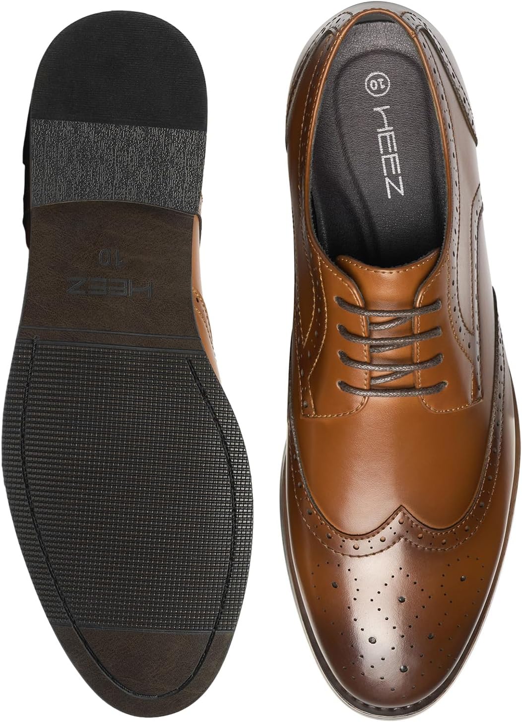 HEEZ Men's Dress Shoes, Lace Up Oxford Shoes for Men Non Slip, Cap Toe Fomal Shoes for Business Office Church
