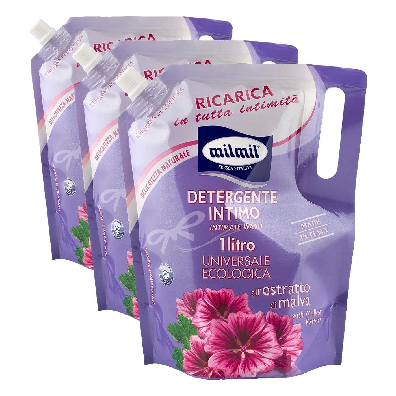 Milmil Detergente Intimo all'Estratto di Malva in Busta Ricarica, 1000 Millilitri