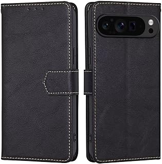 RankOne Case for Google Pixel 9 Pro XL (6.8 inch) Leather Mobile Phone Case - Magnetic Closure Cover - Protective Case - Black