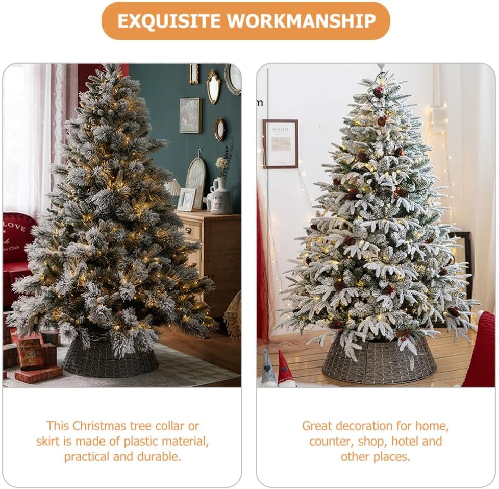 PRETYZOOM Christmas Tree Skirt Collar Handmade Knitted Tree Decoration for Xmas Decor Stylish Base Cover for Festive Holiday Display