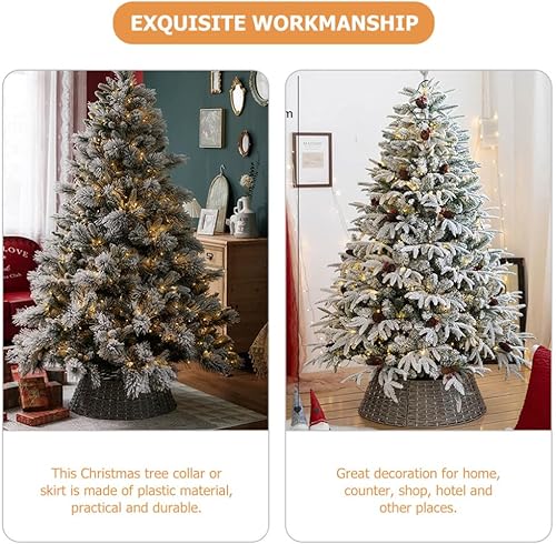 Miniatura 8 de PRETYZOOM Collar de árbol de Navidad, falda de árbol de granja, anillo de árbol rústico, árbol artificial, collar de árbol de Navidad, cubierta base
