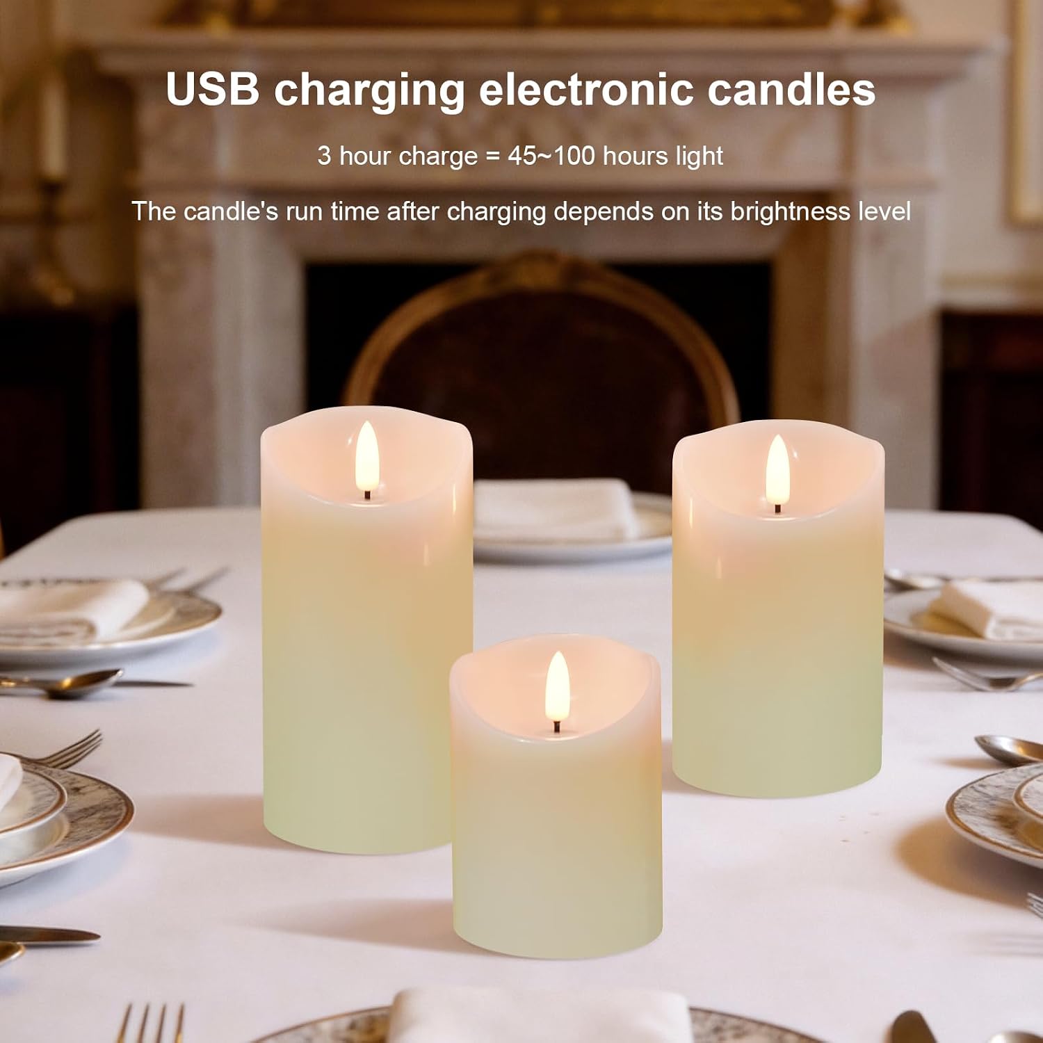 Rechargeable Flameless Candles with Remote Timer, 3 Pack Ivory Real Wax LED Pillar Candles D3 H4 5" 6", Realistic Flickering Electric Candles for Home Decor Wedding Christmas Table Centerpiece