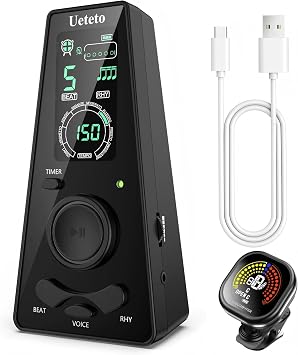 Tuner & Metronome Bundle Rechargeable Digital Metronome for Piano & Rechargeable Clip on Tuner