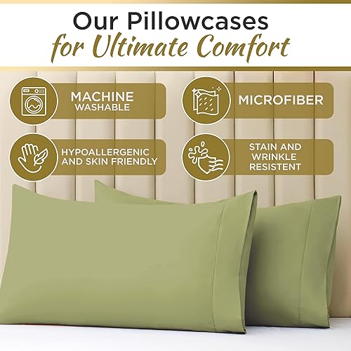 Miniatura 3 de Juego de sábanas de microfibra ultrasuave de 1800 hilos con doble cepillado, bolsillos profundos, ajuste fácil, sin arrugas, cómodo, 3 piezas