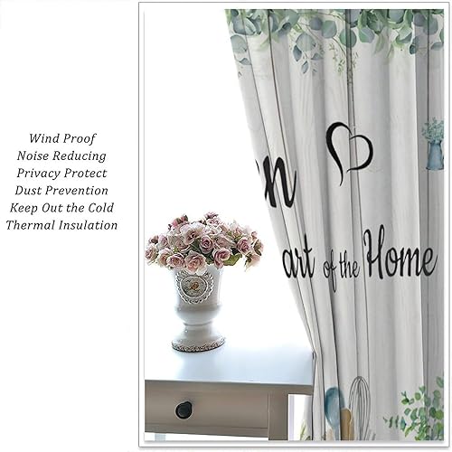 Miniatura 6 de Cortinas rústicas de cocina de granja, hojas verdes florales de primavera, cortinas retro de tablones de madera campestre para dormitorio, comedor,