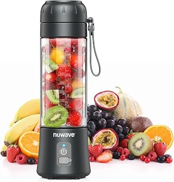 Nuwave Portable Blender for Smoothies and Shakes, 2025 New & Improved, 16oz | On-The-Go Small Blender with 6 Blades, Rechargeable, BPA-Free, Leak-Proof Lid, for Gym, Kitchen, Office, Juice, Mini