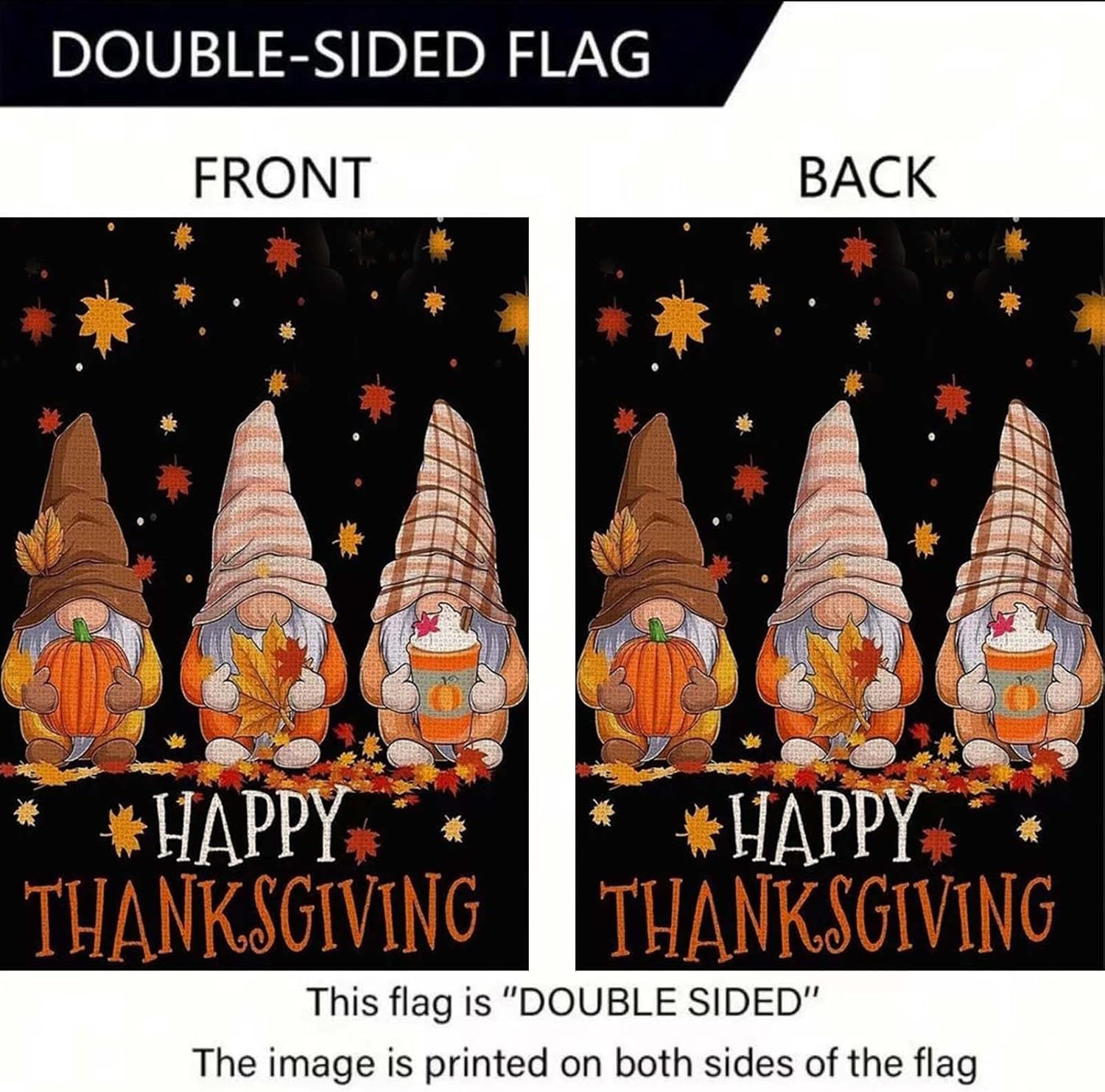 Fall Gnomes Garden Flags 12x18 Inch Vertical Double Sided For Outside,Happy Thanksgiving Fall Pumpkin Burlap Garden For Outdoor House Holiday Decoration - Image 6